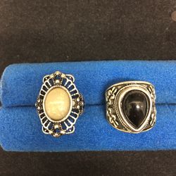 SILVER RINGS OPAL & ONYX (BOTH $50)