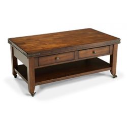 Nice Rolling Wood Coffee Table With 2 Drawers and Casters