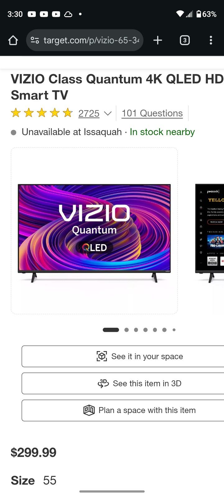 Vizio 55" Quantum 4K QLED Smart TV 