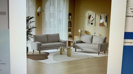 TWO MATCHING SOFAS Modern Gray 68 inches - excellent condition mid century
