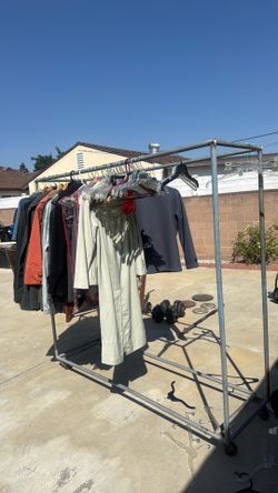 Vintage steel industrial clothing rack