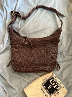 Frye leather leopard hobo bag