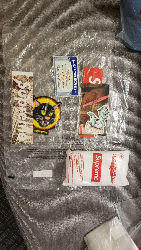 Supreme SS20 sticker packs, and bogo Poncho