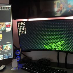 1 34“ Samsung Curved Odyssey Monitor And 27” Lg Ultra Gear Gaming Monitor