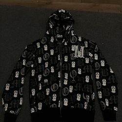 Black and white Graphic design “Ski Mask” Zip up Hoodie size Small-True to size