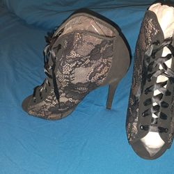 Qupid Black Lace High heels 9