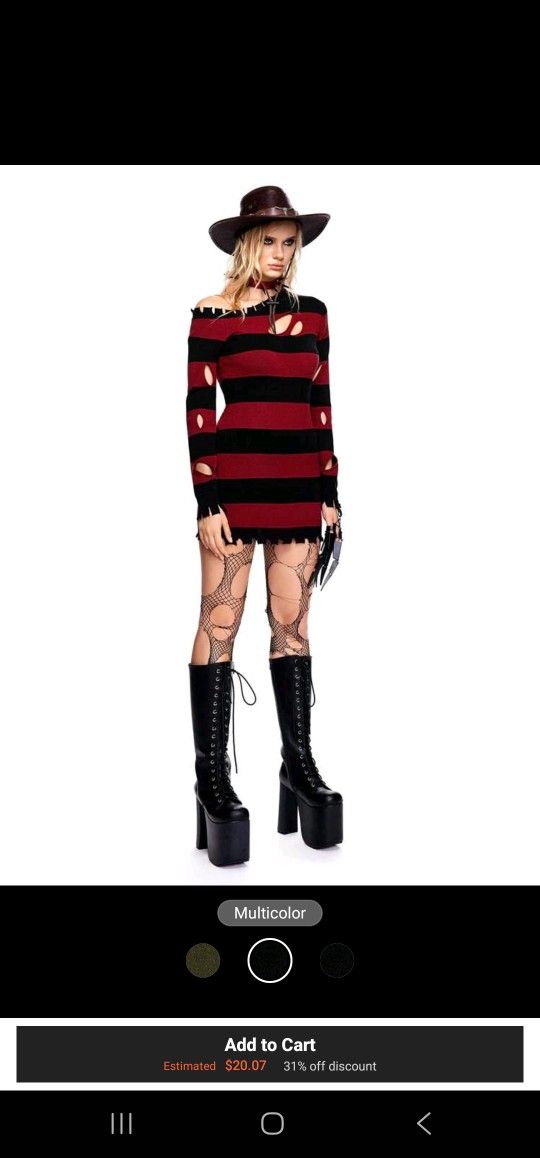New Freddy Krueger Halloween Costume