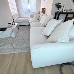 Large White Sectional Sofa with Chaise
