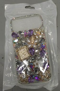 IPHONE Air Purple Rhinestone and Pearl Floral Phone Case