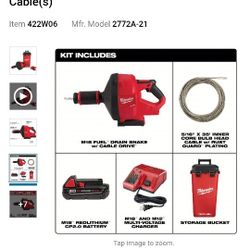 M18 Milwaukee drain snake kit 
