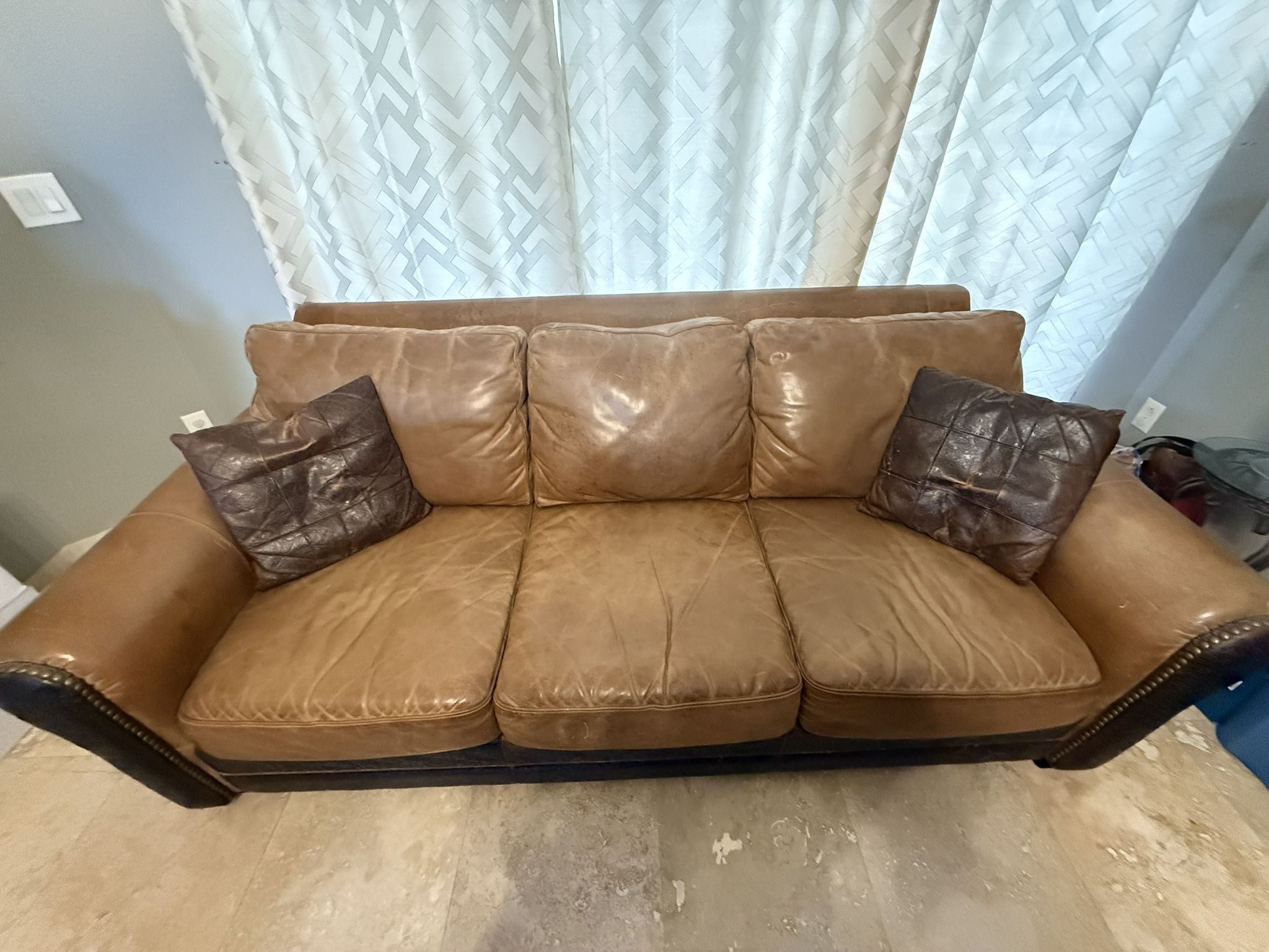π€ FOR SALE: Leather Couch with Southern Charm π€