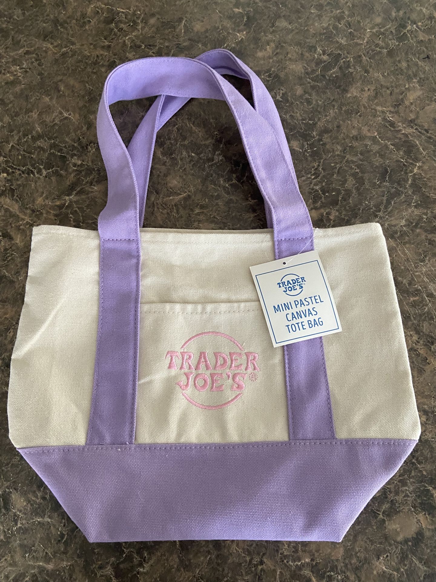Purple Trader joes mini tote bag