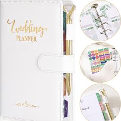 BRAND NEW Wedding Planner with 5 Tabbed Sections & Leather Cover & 5 Inner Pocket & Sticker & Pen Loop(9.2" x 6.9")