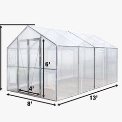 (READ DESCRIPTION) TMG Industrial 8’ x 13’ Greenhouse Grow Tent w/20 Mil Ripstop Leno Mesh PVC Cover, Galvanized Steel Frame, Roll-up Windows