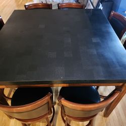 Bar Height Kitchen Table With 8 Swivel Chairs 