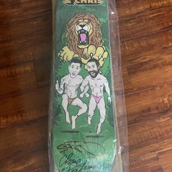 steve o and chris pontius autographed skateboard deck