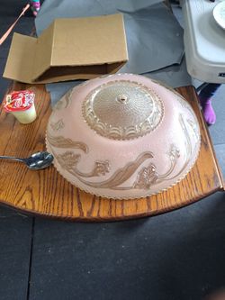 Pink Domed Glass Ceiling Light Shade