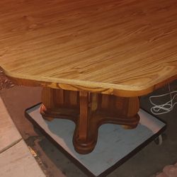 Mid Century Solid Oak Rectangular Octagon Table