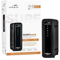 Arris SURFboard SBG10 Desktop DOCSIS 3.0 Cable Modem & Wi-Fi Router, Black (1000884)