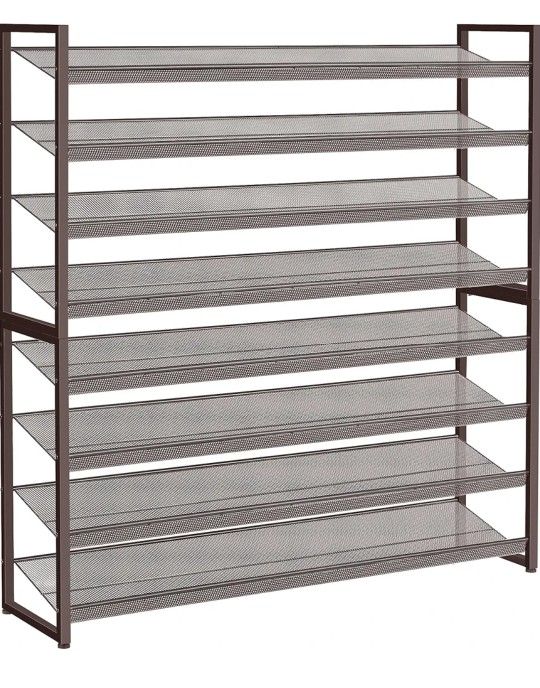 Shoe Rack, Long Shoe Organizer,Max Holds 50 Pairs,8 Tier Metal Shoe Storage Shelf,4-Tier Stackable Shoes Organizer for Garage, Entryway,Bronze

