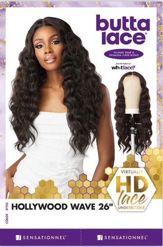 SENSATIONNEL BUTTA LACE HUMAN HAIR BLEND HD LACE FRONT WIG -HOLLYWOOD WAVE 26