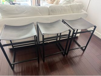 Pottery Barn Hardy Leather Counter Stools