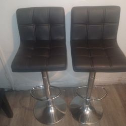 Steel and Leather Bar Stools