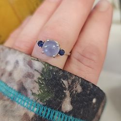 Sapphire & Ellensburg Blue Delicate Ring Sz 8-8.5