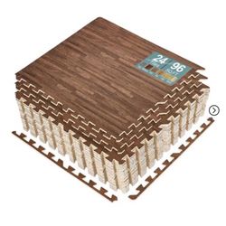 SORBUS - Wood Grain floor Foam Interlocking Tile. 96Sq 