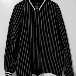Men's NEW  FOREVER 21 SHIRT Shacket Black White Striped XL 