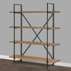 Wood Bookcase with Metal Frame