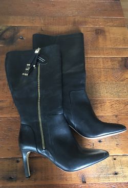 Woman's black leather tall boots from Macy's