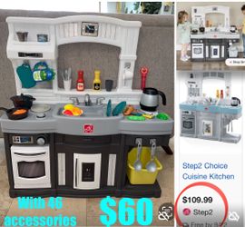 $60 Step2 Modern Kitchen Toys set with 46 accessories Basically new batteries included
