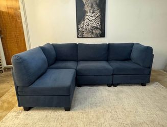 Blue 4-Seater Modular Sectional Sofa