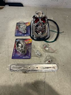 🏍️Chrome Motorcycle Skull Turn Signal Rear Brake Stop Tail Light For Touring