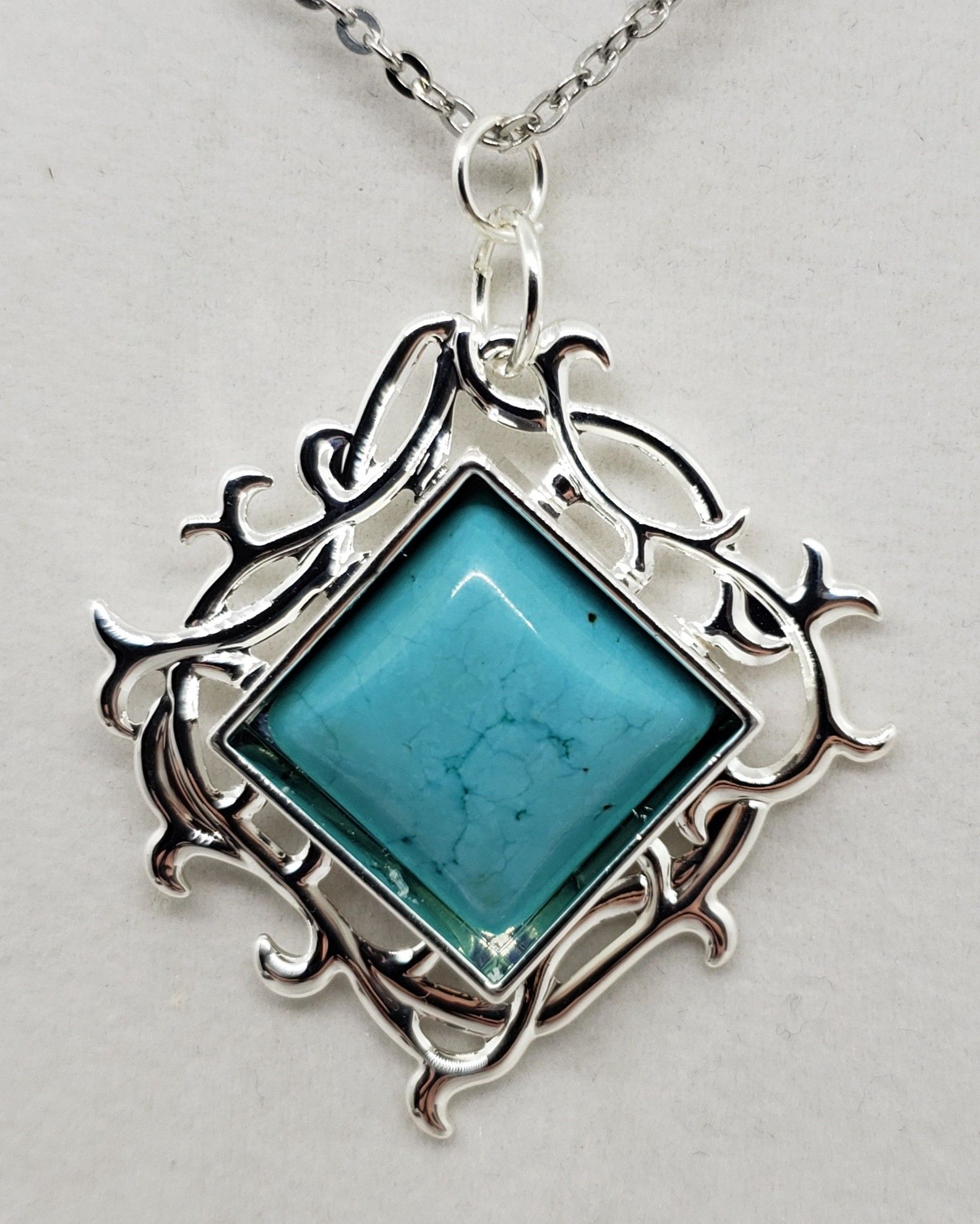 Natural Turquoise Silver Necklace