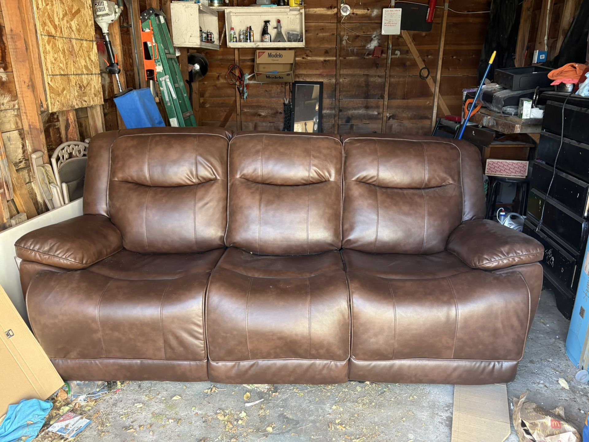 NEW BROWN LEATHER COUCH 