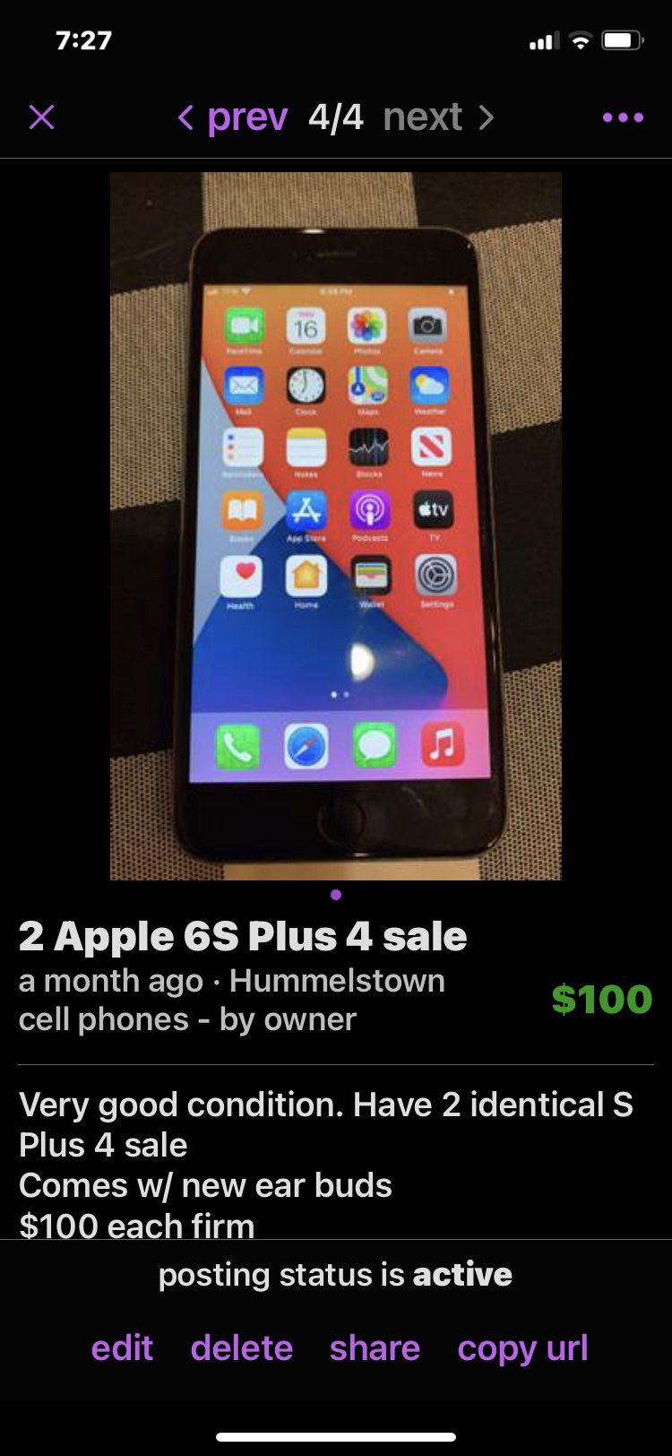 2 Apple 6s Plus 4 Sale Prepaid Phones $85Each