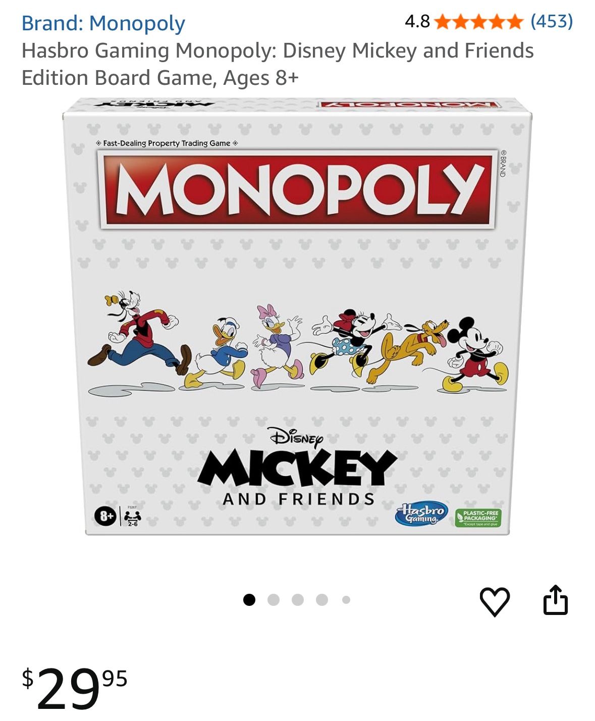 Hasbro Gaming Monopoly: Disney Mickey and Friends Edition Board Game, Ages 8+