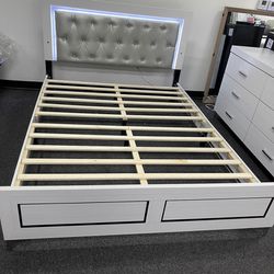 Queen Size Bed Frame With LED Lights