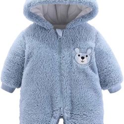 Jackets for Infant Baby Boys Girls Long Sleeve Cartoon Fleece Hooded jumpsuit