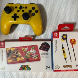 Nintendo Switch Pokemon Controller, Headset, Game Case