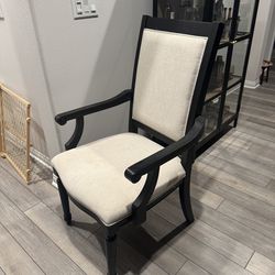 Living Spaces Chapleau III Black Wood Dining Armchair | Spindle Back | Traditional