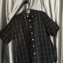 Sz - LARGE - GEORGE Black / Grey Button Up Shirt