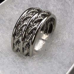 Solid White Gold DOBLE ROPE WEDDING RING