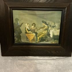 A MUSICAL PARTY FRAMED PICTURE - VERY OLD - $25