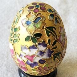 Cloisonn Glod Embossed Decorative Egg. The Egg Base Is Glass wrap With Gold Embossed . Hand Made
