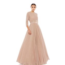 MAC DUGGAL Dress Size 4 Evening Gown NWT Cream Pink Shimmering A Line LIKE NEW