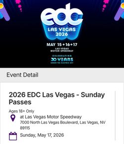 EDC 1x GA Sunday Only Ticket