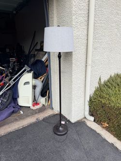Floor Lamp with Gray Drum Shade